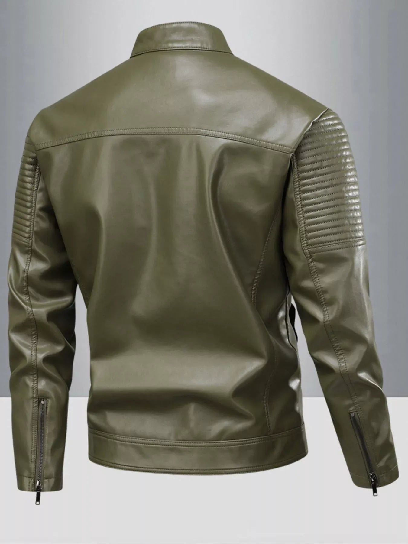 Trendsi Men's Full Size Zip Up Leather Motorcycle Jacket Plus Size