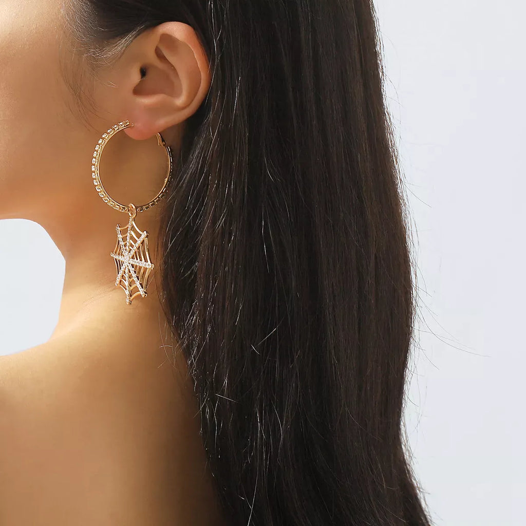 Trendsi Spider Web Dangle Hoop Earrings