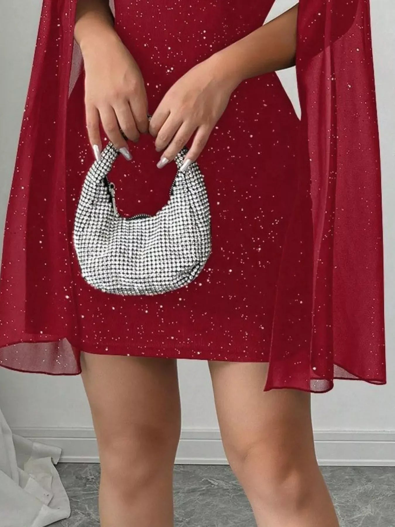 Trendsi Cutout Bodycon Mini Dress with Cape Sleeves