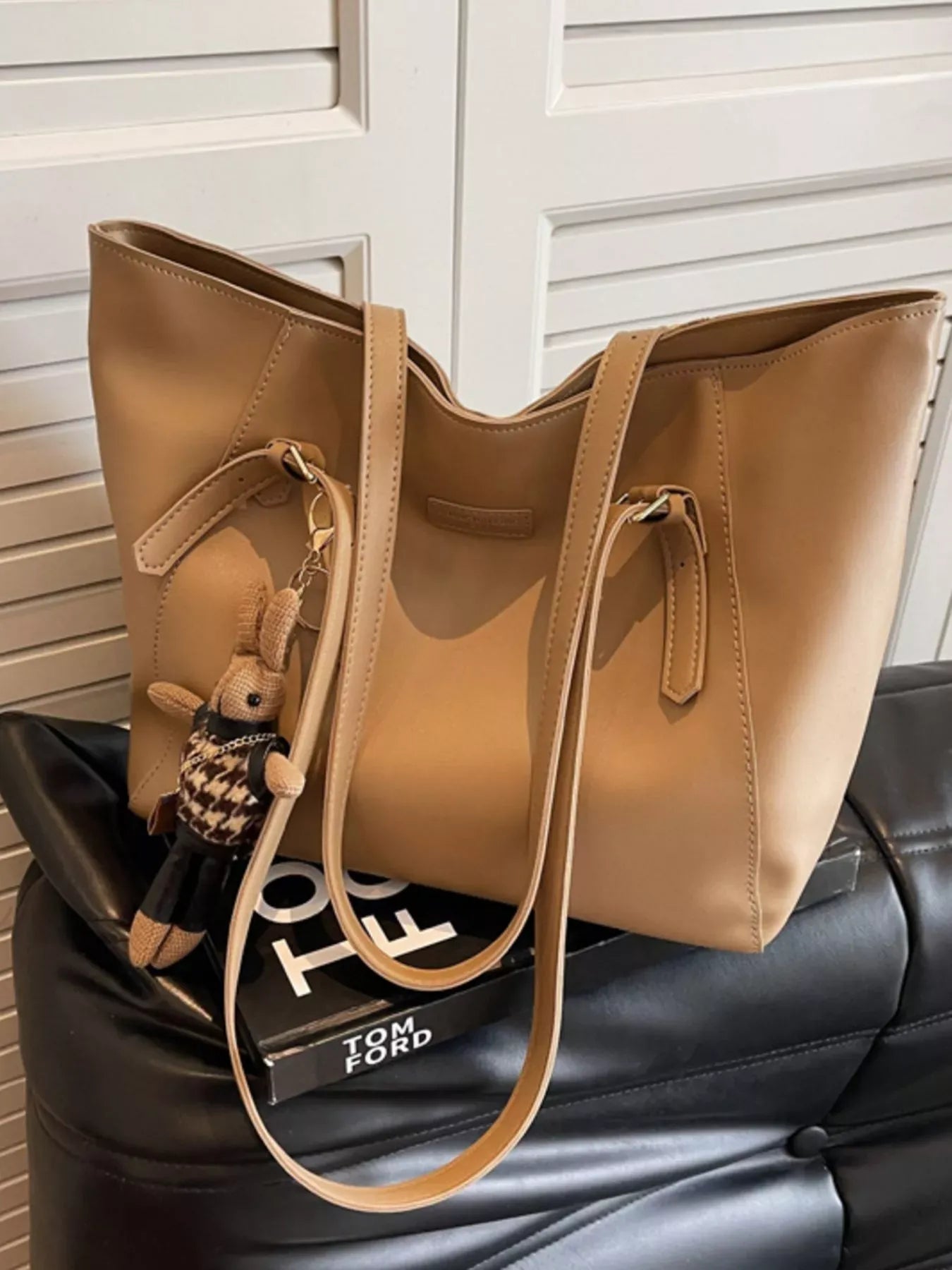 Trendsi Brown / ONESIZE PU Leather Tote Bag
