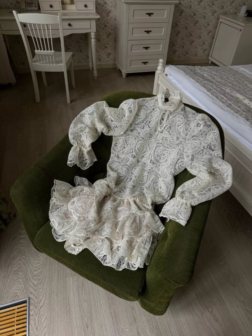 Trendsi top Lace Long Sleeve Top and Skirt Set