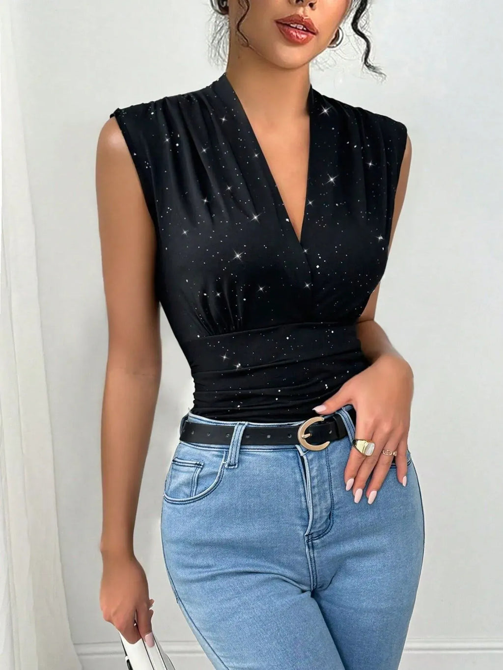 Trendsi Surplice Sleeveless Slim Blouse