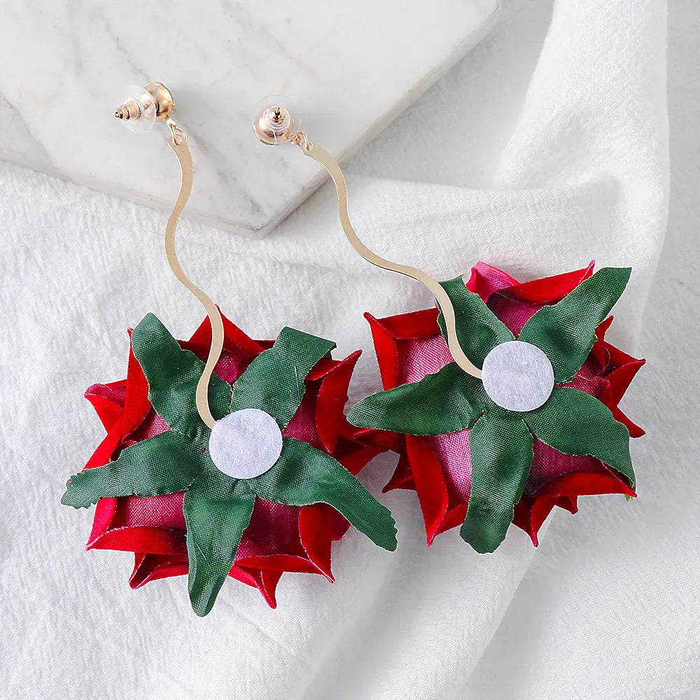 Trendsi Alloy Rose Dangle Earrings