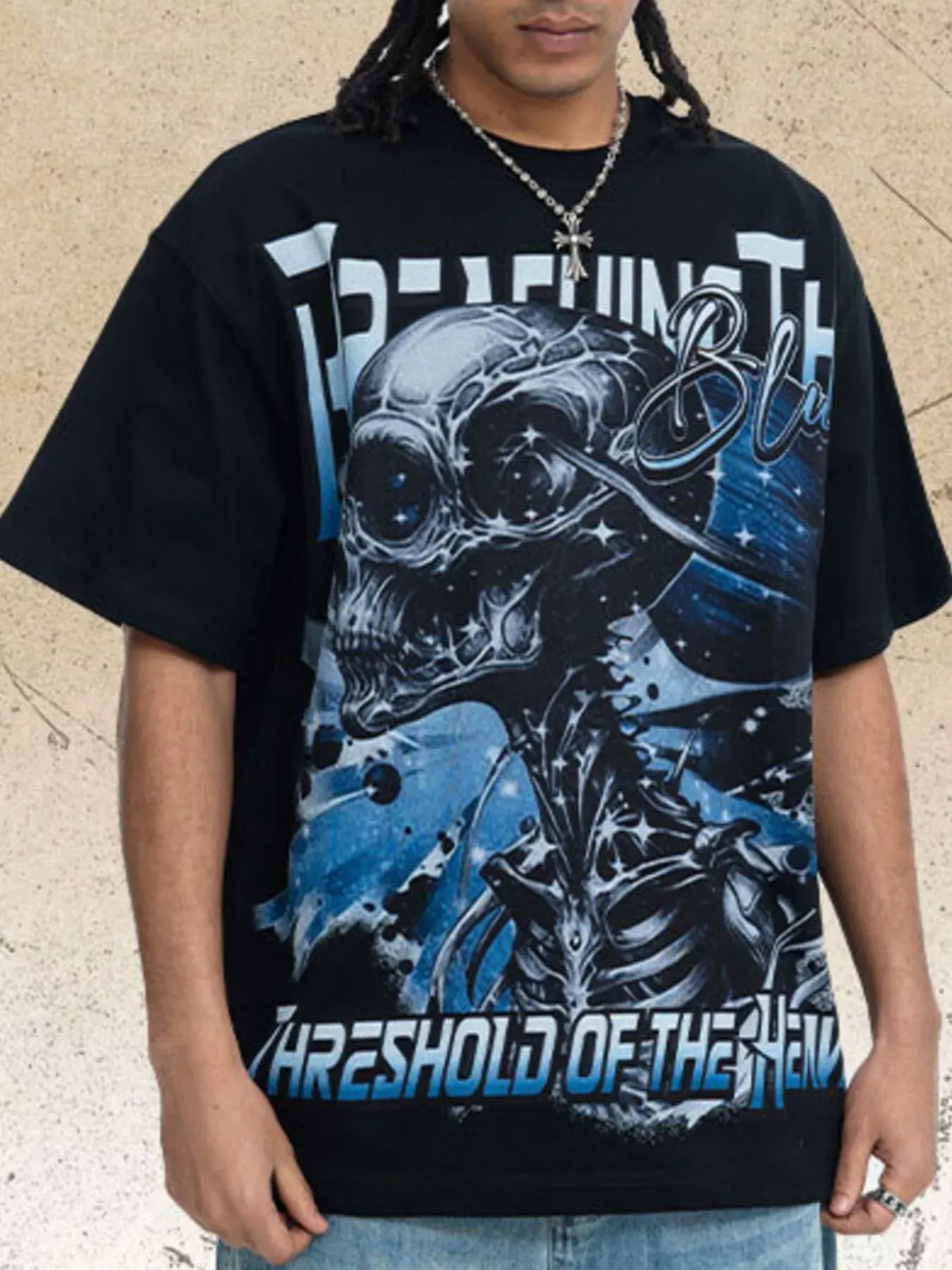 Trendsi Black / S Men's Skull Graphic Round Neck T-Shirt