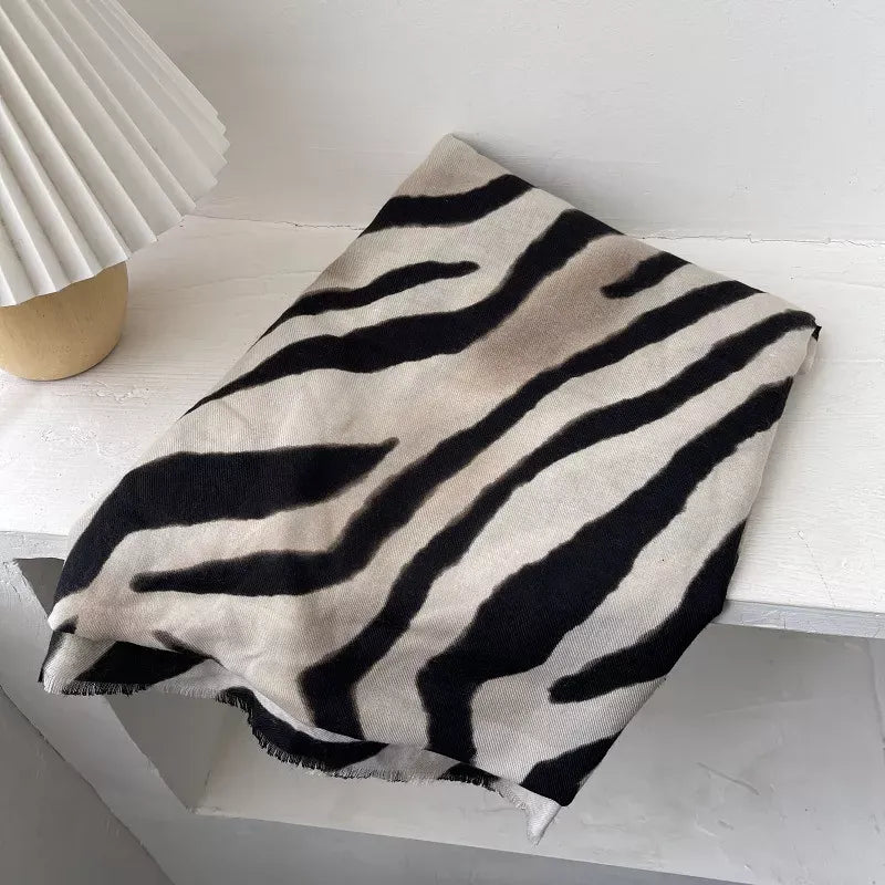 Trendsi Ivory / One Size Zebra Print Lightweight Scarf