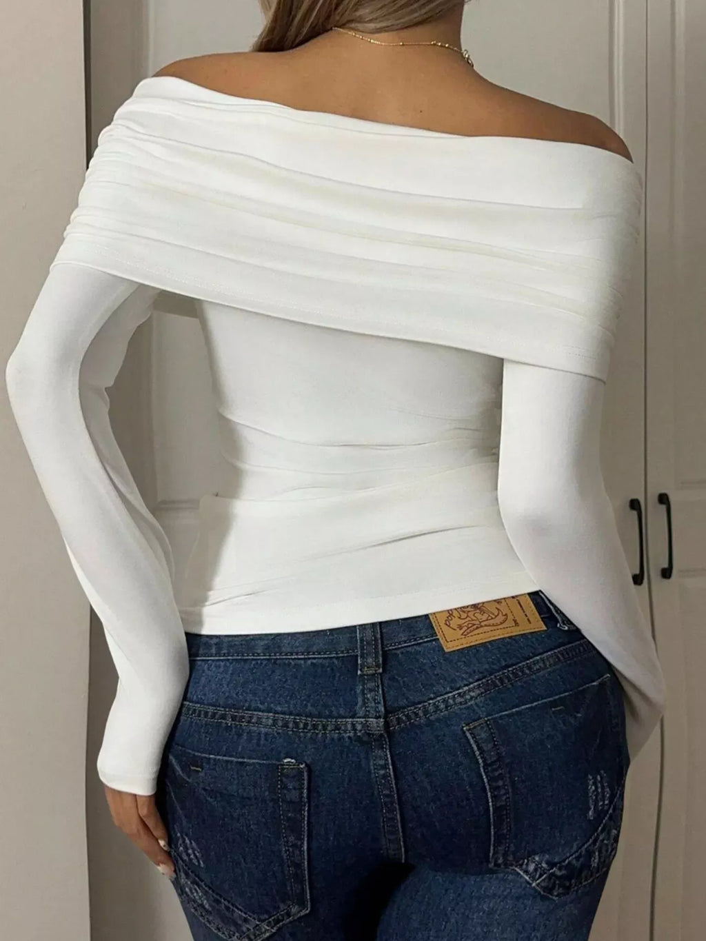 Trendsi Shirt Off-Shoulder Ruched Long Sleeve T-Shirt