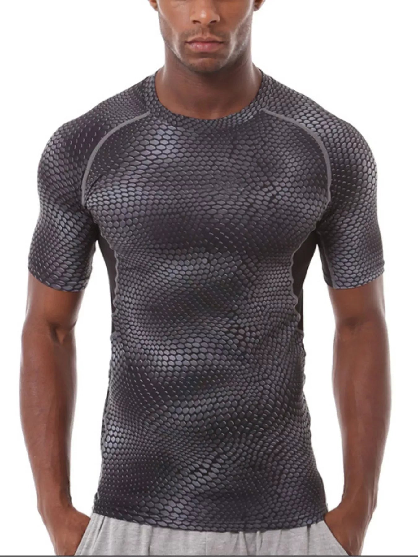 Trendsi Men's Compression Fit Snake Print Active T-Shirt