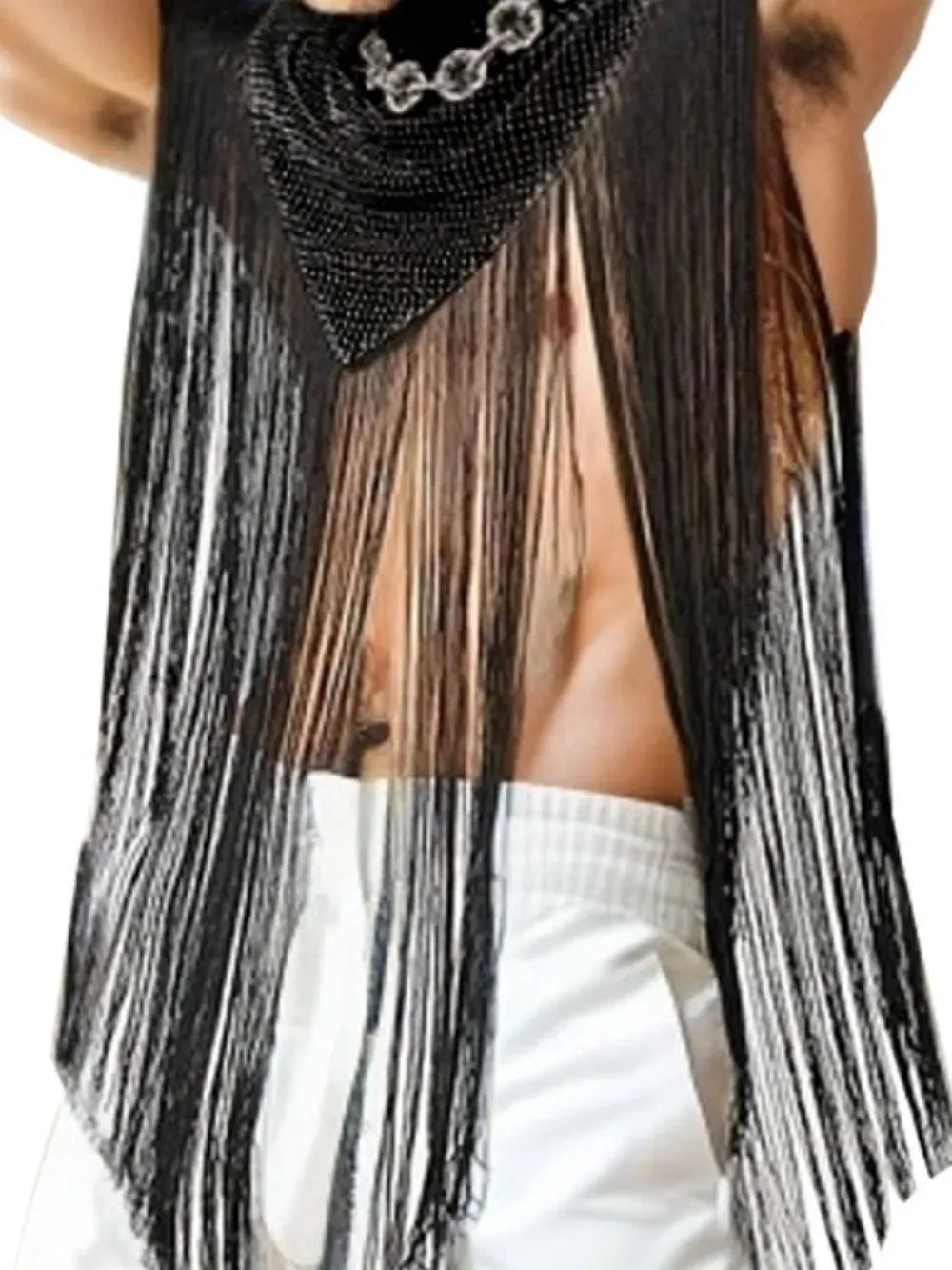 Trendsi Men's Full Size Tassel Hem Mock Neck Cap Plus Size