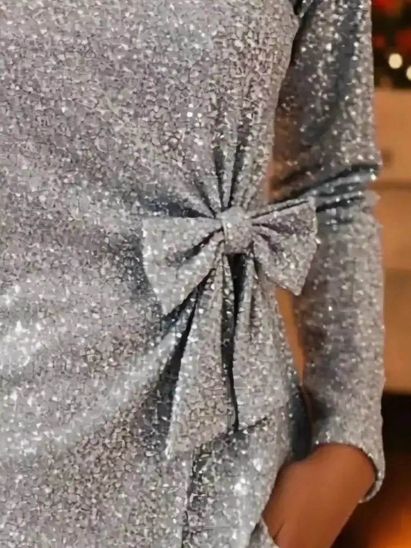 Trendsi Full Size Sequin Bow-Knot Long Sleeve Top Plus Size
