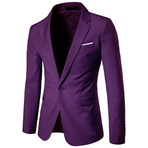 Cloud Style Purple / 2XL Mens Business Blazer 1Btn Slim Fit Daily Wear