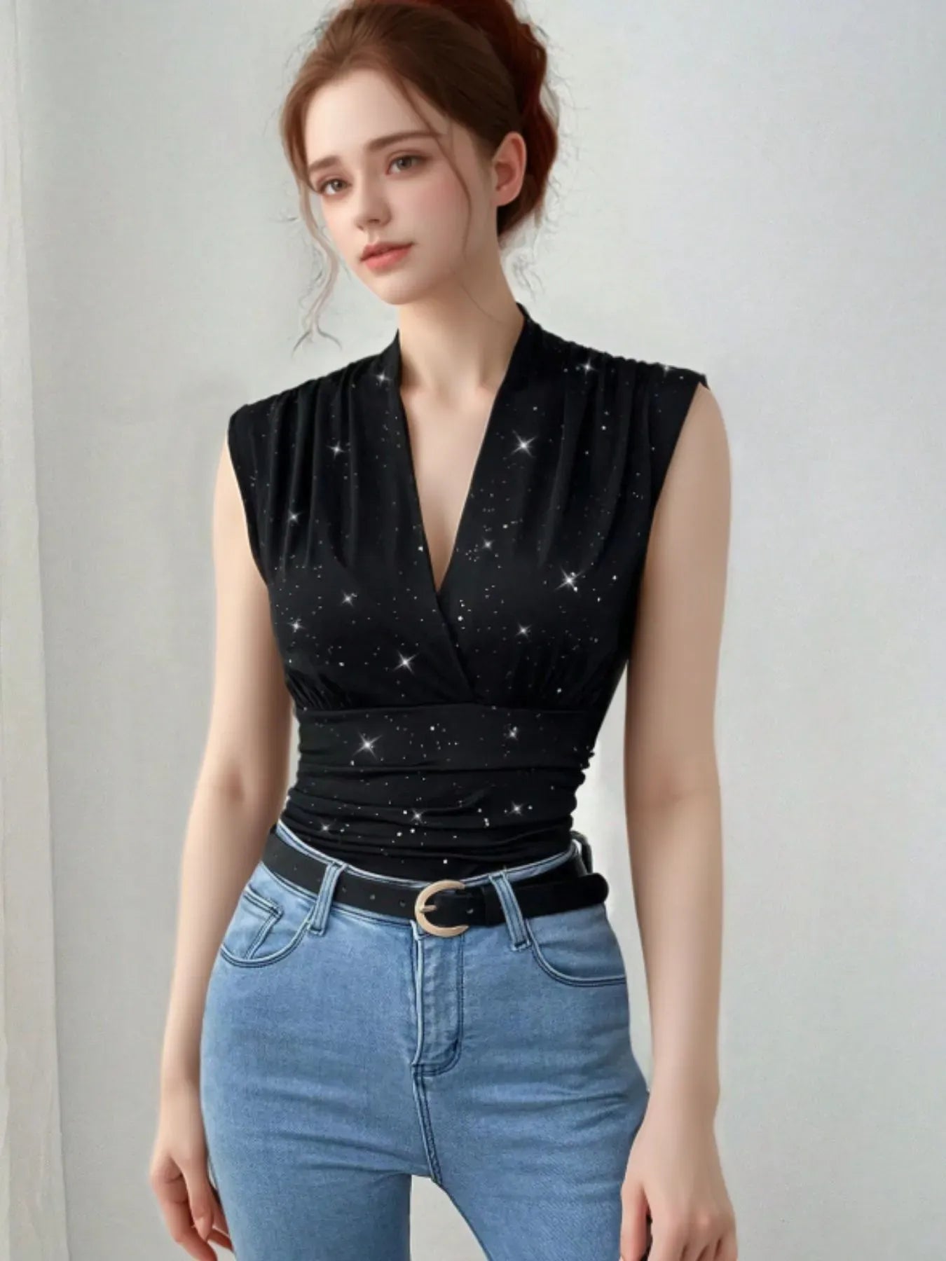 Trendsi Surplice Sleeveless Slim Blouse