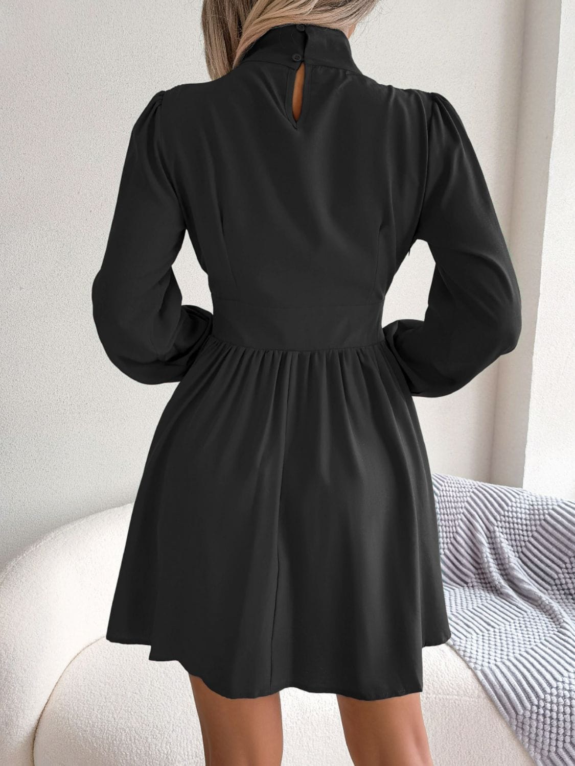 Trendsi Cutout Turtleneck A-Line Mini Dress