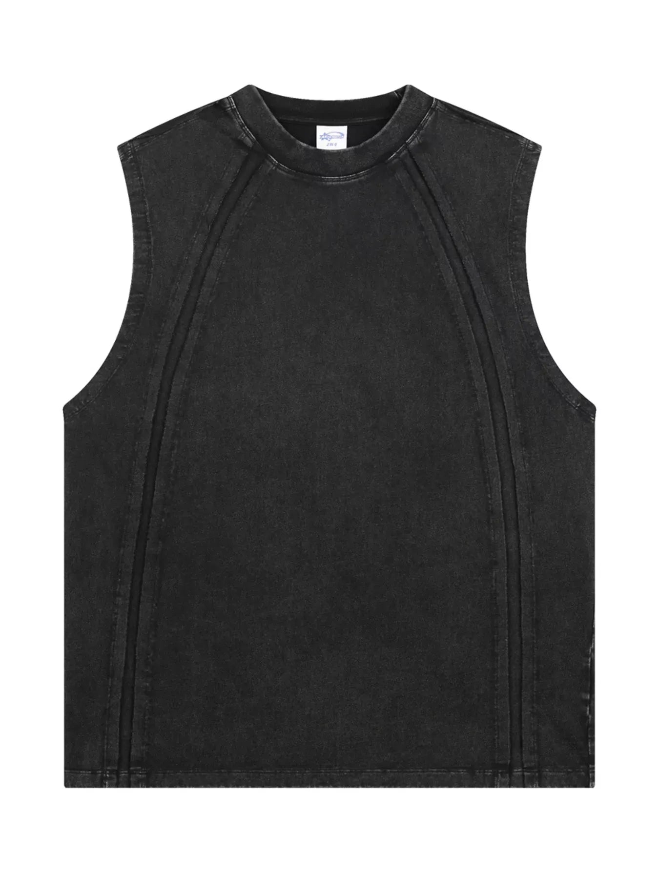 Trendsi Black / M Men's Vintage Washed Round Neck Tank Top