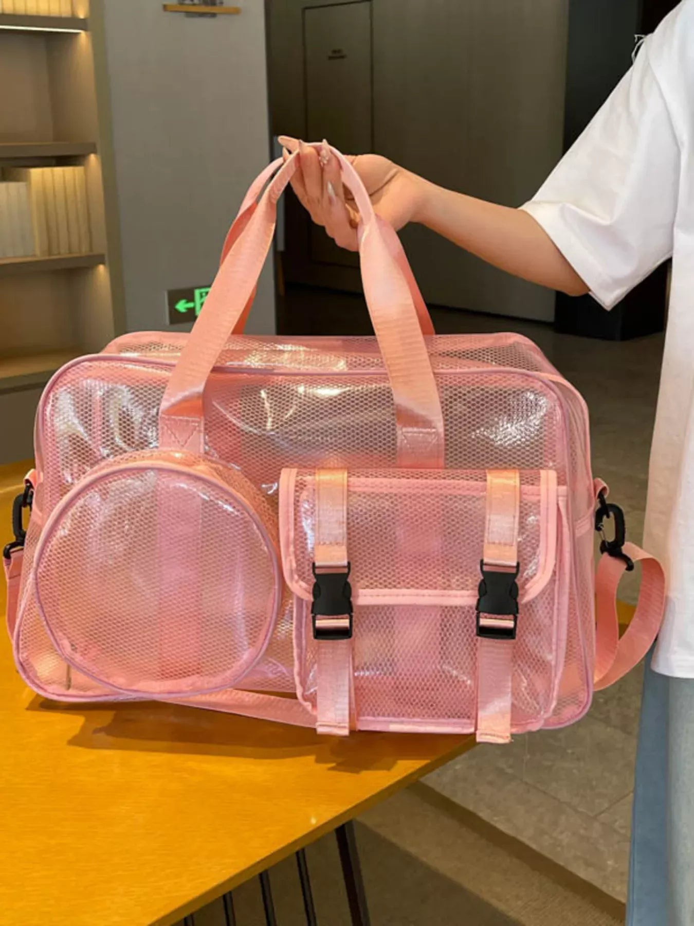 Trendsi Pink / onesize Multiple Pockets PVC Travel Bag