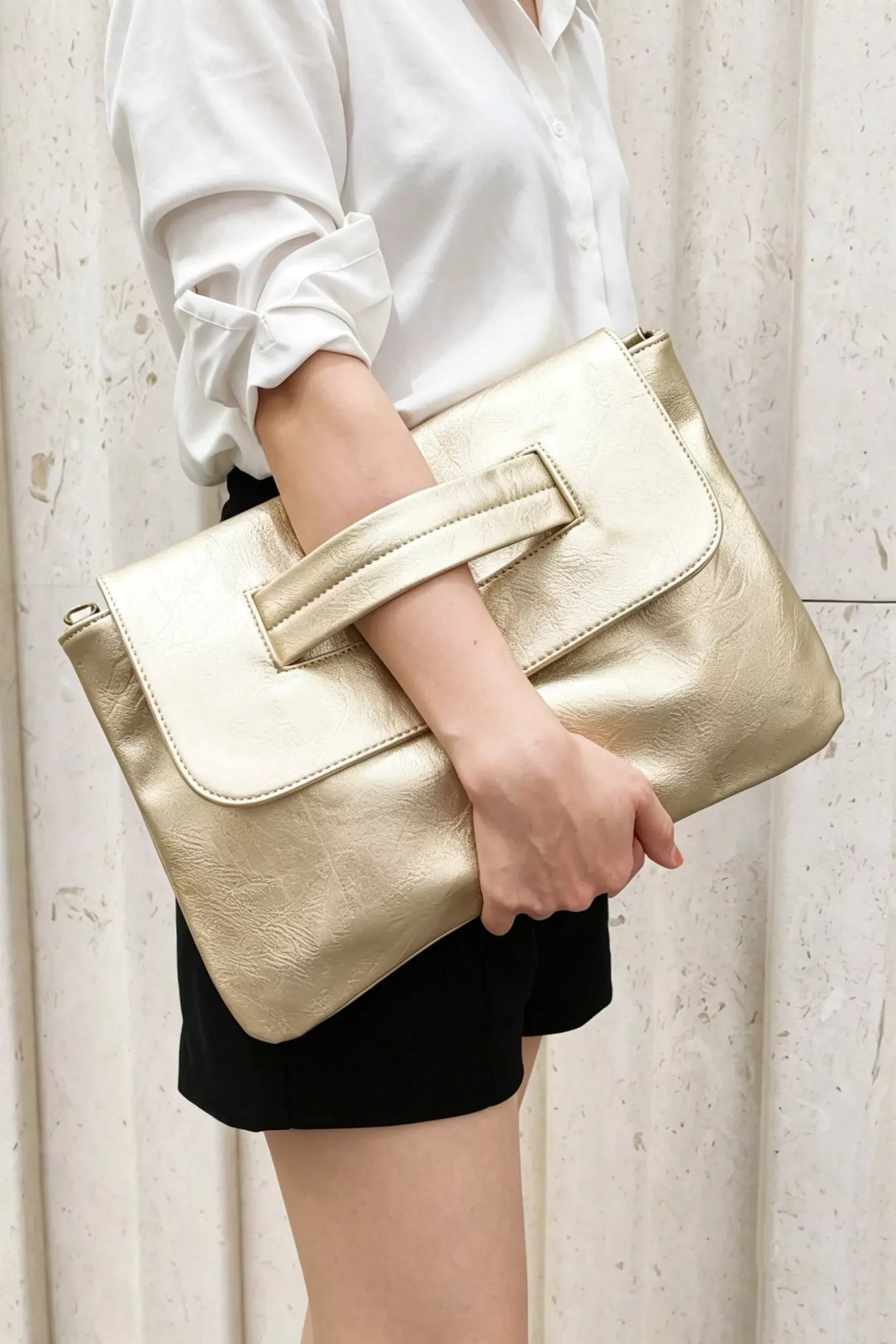 Trendsi Gold / One Size Vintage Style Envelope Clutch