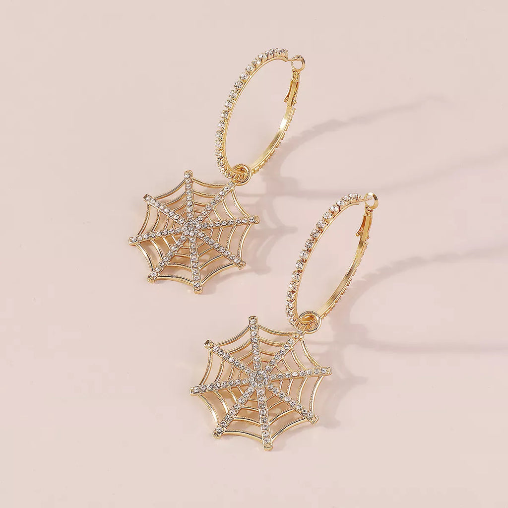 Trendsi Spider Web Dangle Hoop Earrings