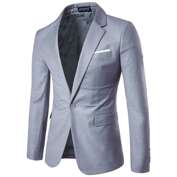 Cloud Style Light Gray / 3XL Mens Business Blazer 1Btn Slim Fit Daily Wear