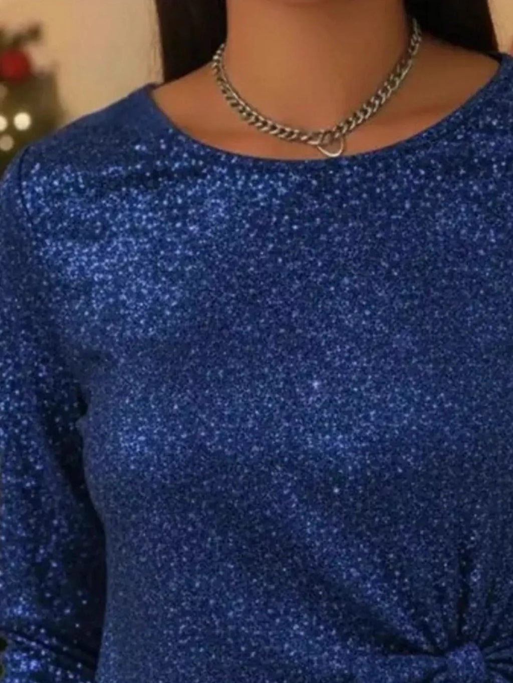 Trendsi Full Size Sequin Bow-Knot Long Sleeve Top Plus Size