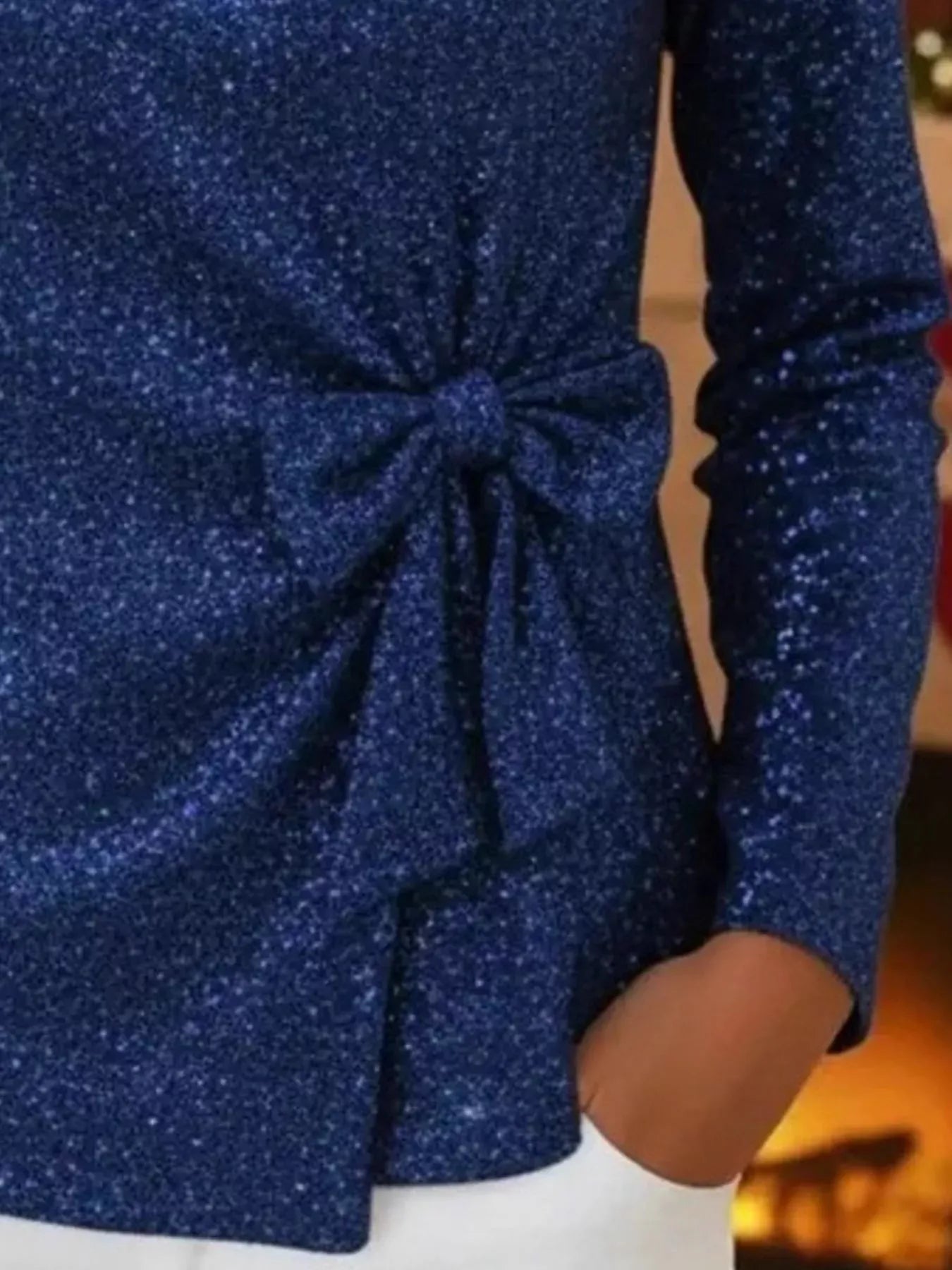 Trendsi Full Size Sequin Bow-Knot Long Sleeve Top Plus Size