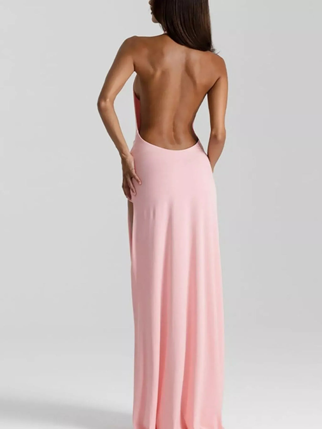 Trendsi Dress Split Backless Halter Neck Maxi Dress