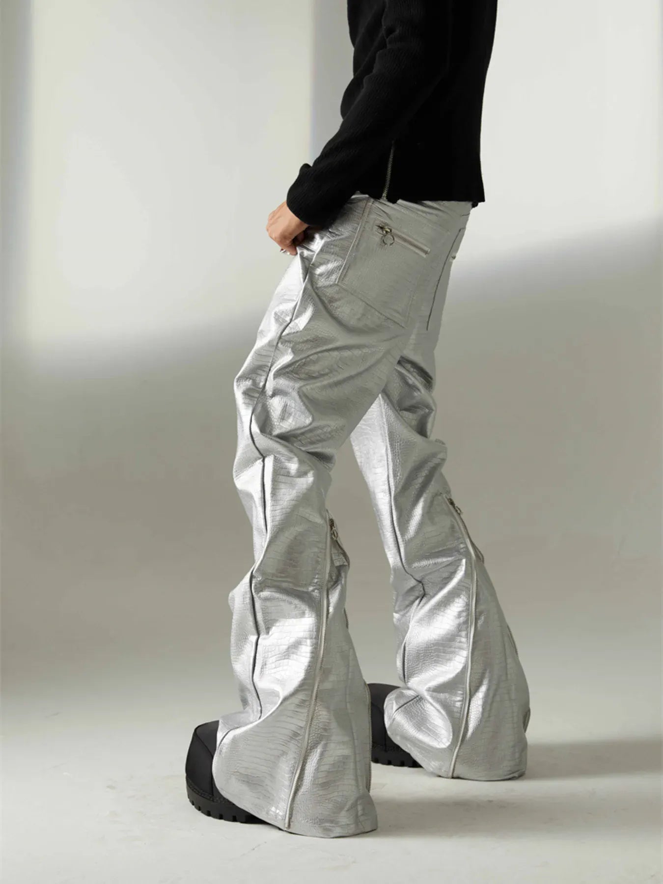 Trendsi Men's Leather Loose Fit Pants