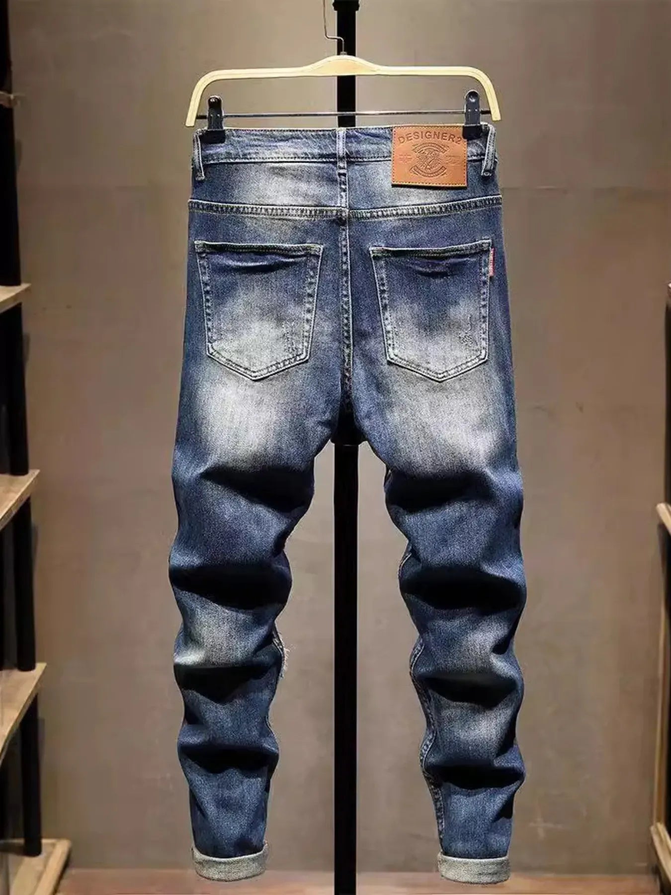 Trendsi Men's Distressed Embroidered Jeans