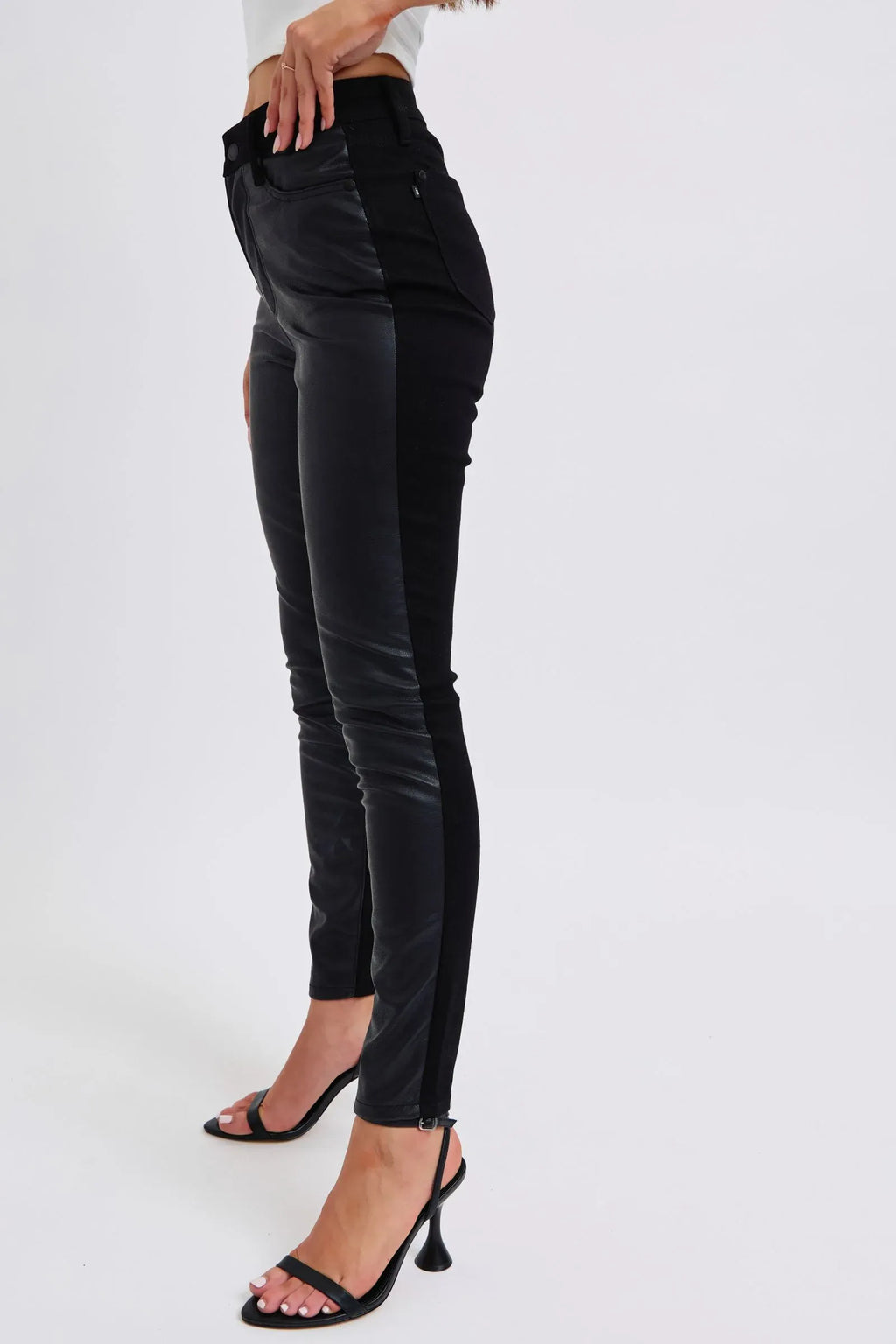Trendsi Judy Blue Plus Size HW Faux Leather Skinny Pants