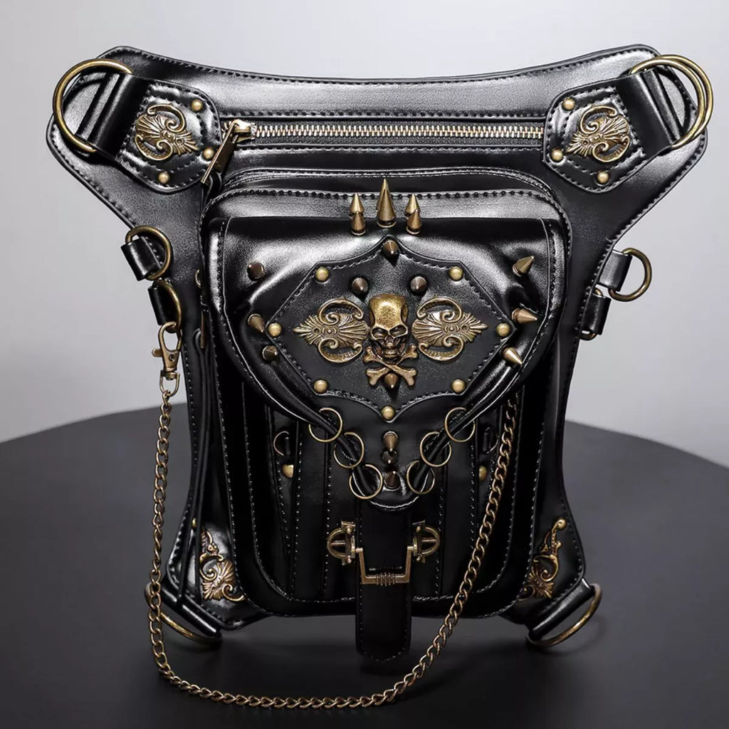 Trendsi Black / ONESIZE Steampunk Skull Decor Crossbody Bag