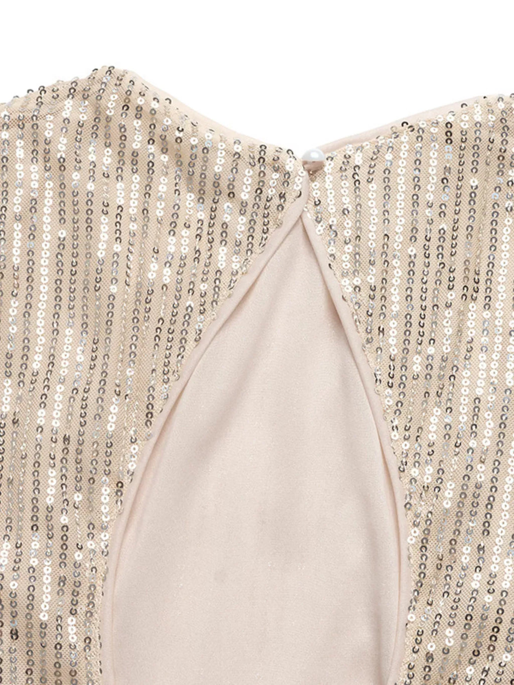 Trendsi Sequin Cutout Back Long Sleeve Blouse