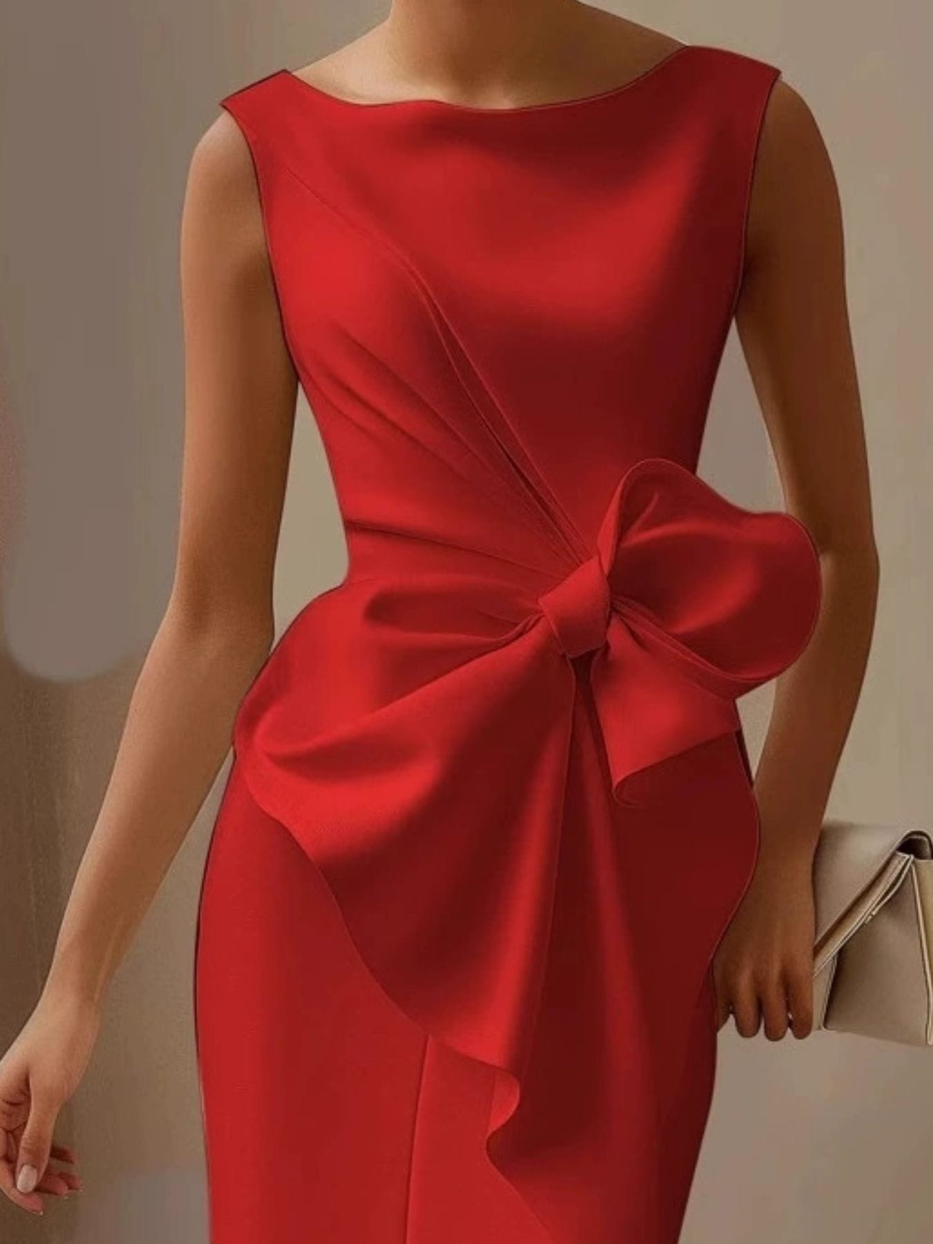Trendsi dress Full Size Bowknot Front Sleeveless Dress Plus Size