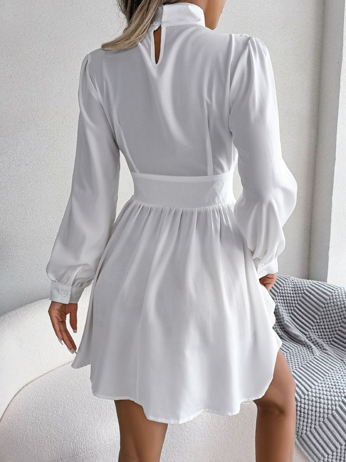 Trendsi Cutout Turtleneck A-Line Mini Dress