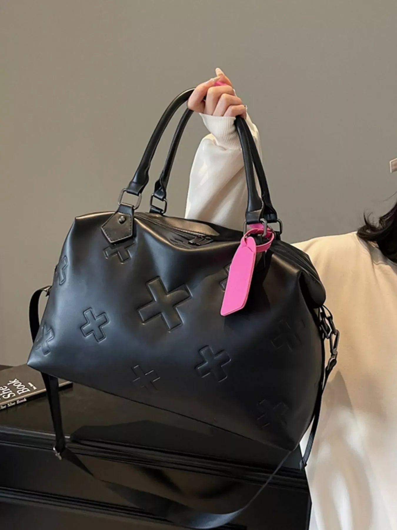Trendsi Black / One Size Embossed Duffle Bag