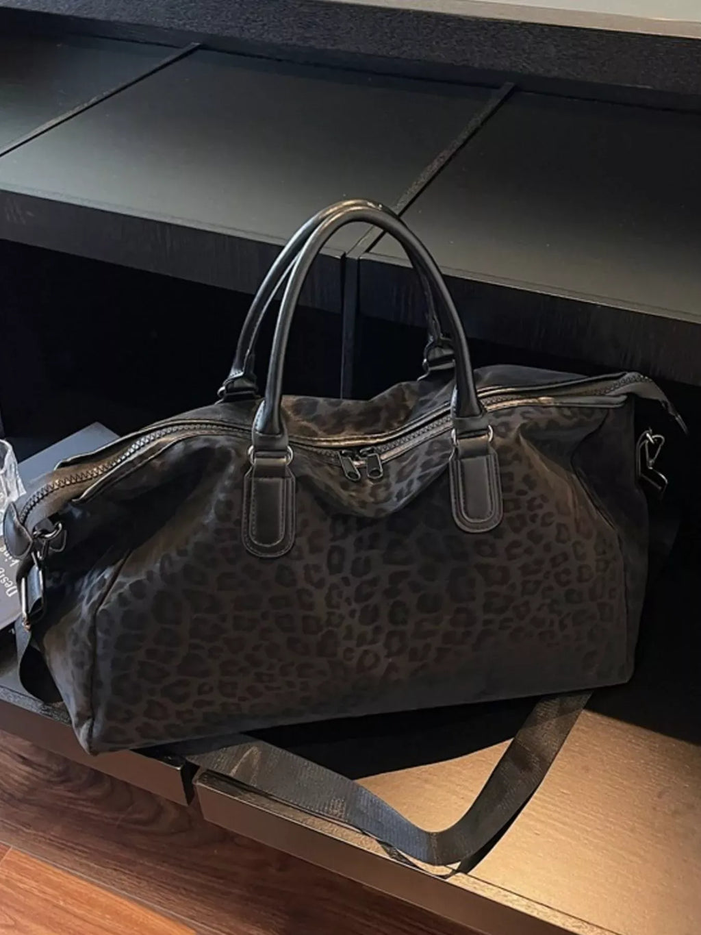 Trendsi Black / One Size Leopard Print Travel Bag