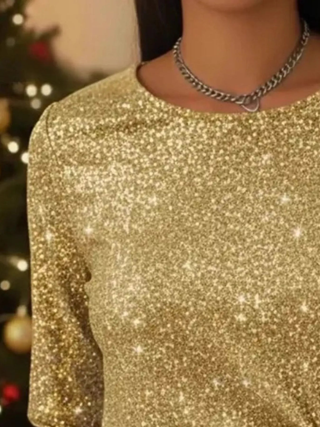 Trendsi Full Size Sequin Bow-Knot Long Sleeve Top Plus Size