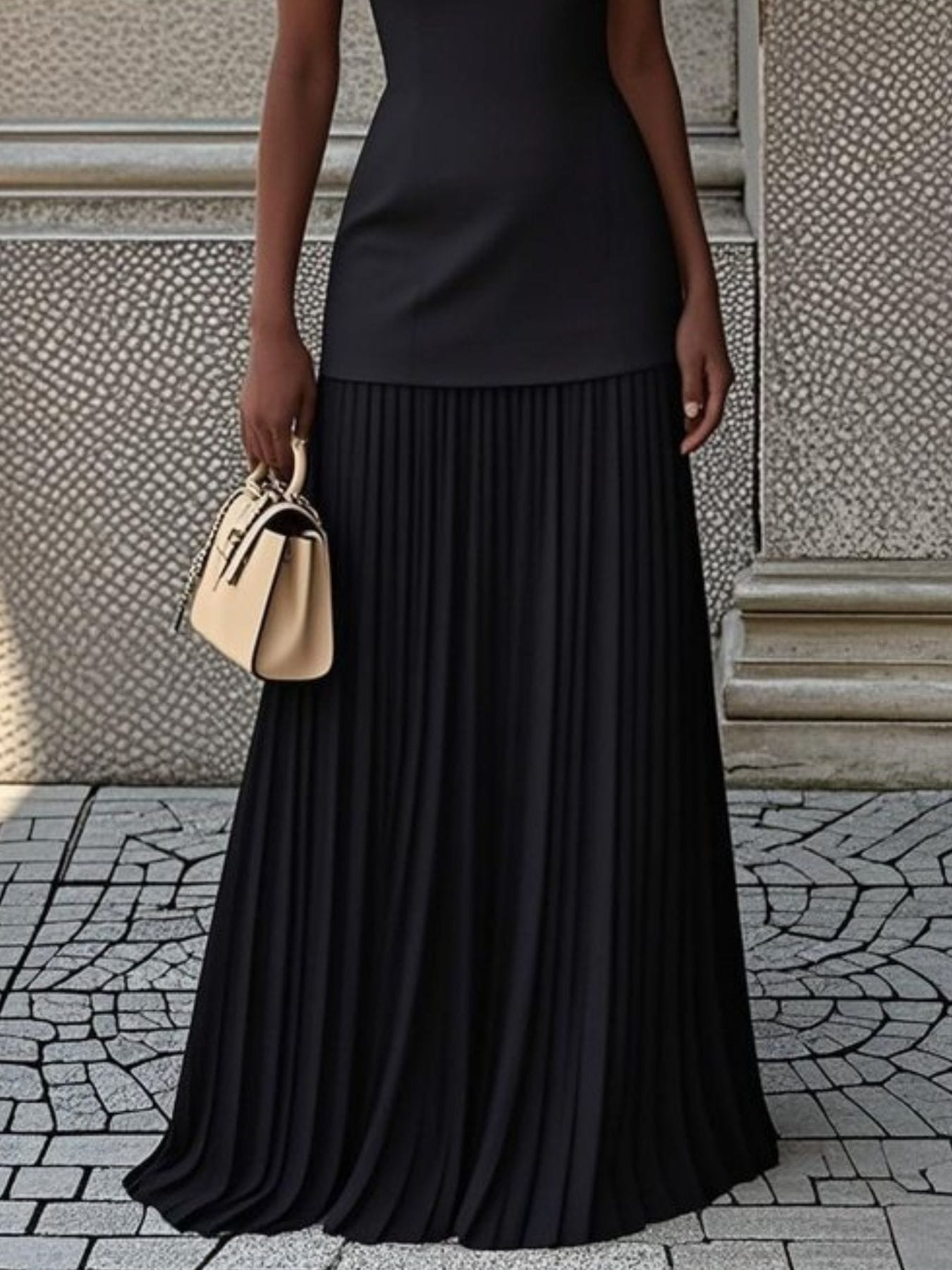 Trendsi dress Full Size Sleeveless Top and Pleated Maxi Skirt Set Plus Size