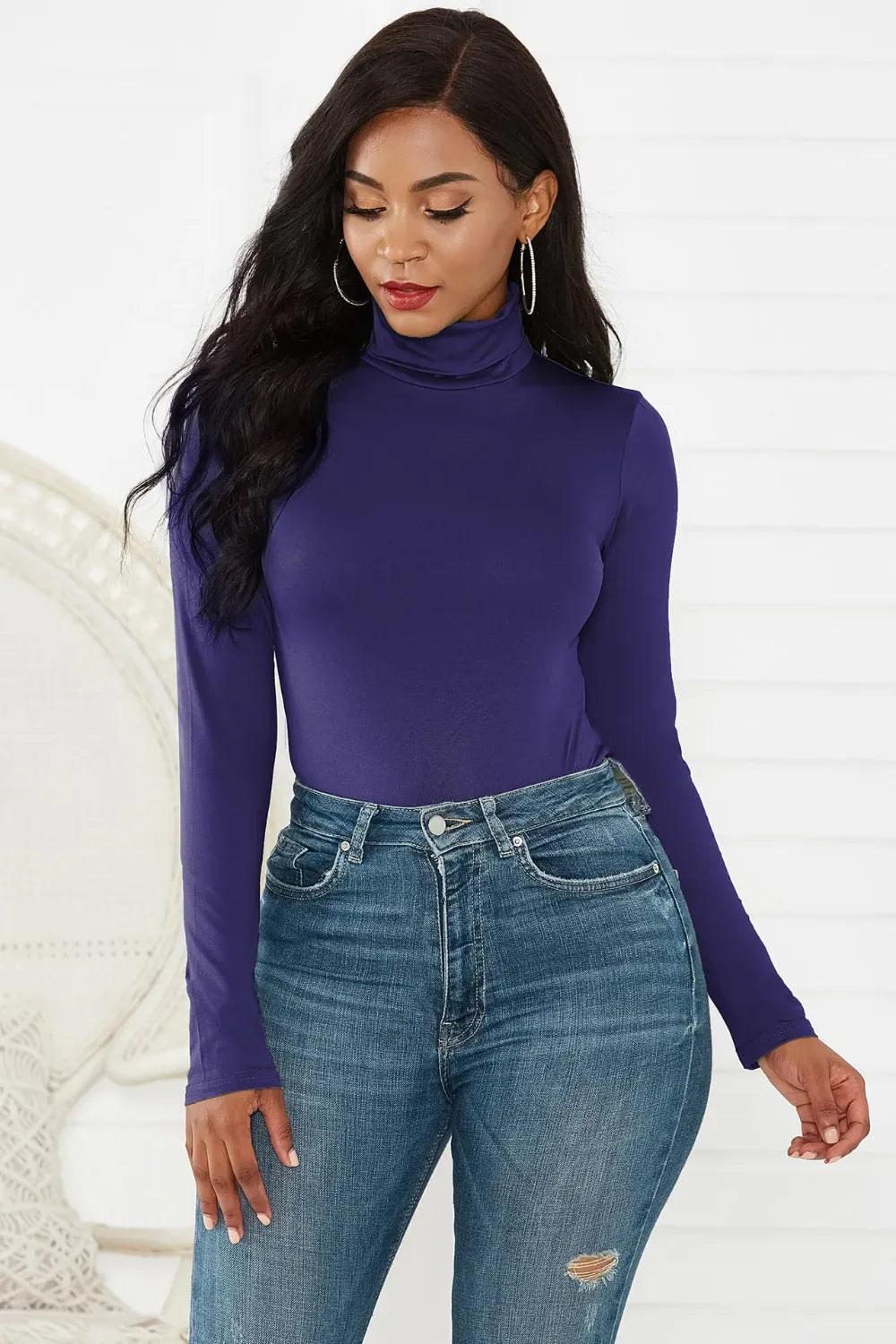 Trendsi Top Dark Blue / S Turtleneck Long Sleeve Bodysuit